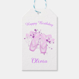 Elegant Rosa Ballet Birthday Pointe Shoes Presentetikett