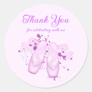 Elegant Rosa Ballet Birthday Pointe Shoes Runt Klistermärke