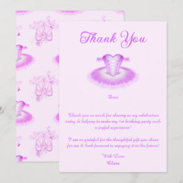 Elegant Rosa Ballet Birthday Tutu Watercolor Tack Kort