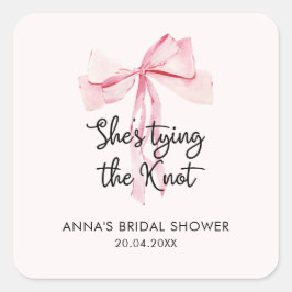 Elegant Rosa Band Bröllopsdusch Fyrkantigt Klistermärke
