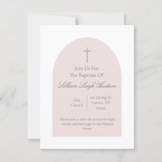 Elegant Rosa Baptism-inbjudan | Minimalistisk flic Vykort