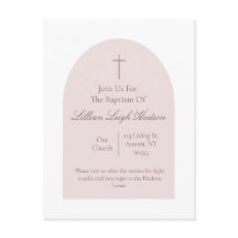 Elegant Rosa Baptism-inbjudan | Minimalistisk flic