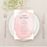 Elegant Rosa Bat mitzvah Party Pappra meny<br><div class="desc">Den här moderna designen har anpassningsbarna på ett vattenfärgsformat stänk som beskrivs i ett guld-geometriskt format ram. Använda mallformuläret för att lägga till texten. Med de avancerade redigeringsmenyerna,  som du kommer åt genom att välja använda för Design Verktyg,  kan du ändra typsnitt och layout.</div>