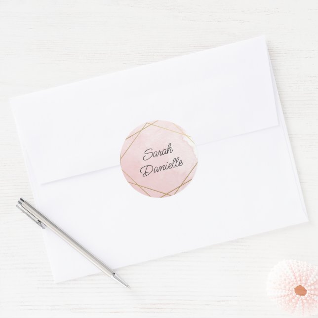 Elegant rosa Bat Mitzvah-personlig klistermärke (Kuvert)