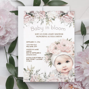 Elegant Rosa Bebis i Knopp Flickas Baby Shower Inbjudningar