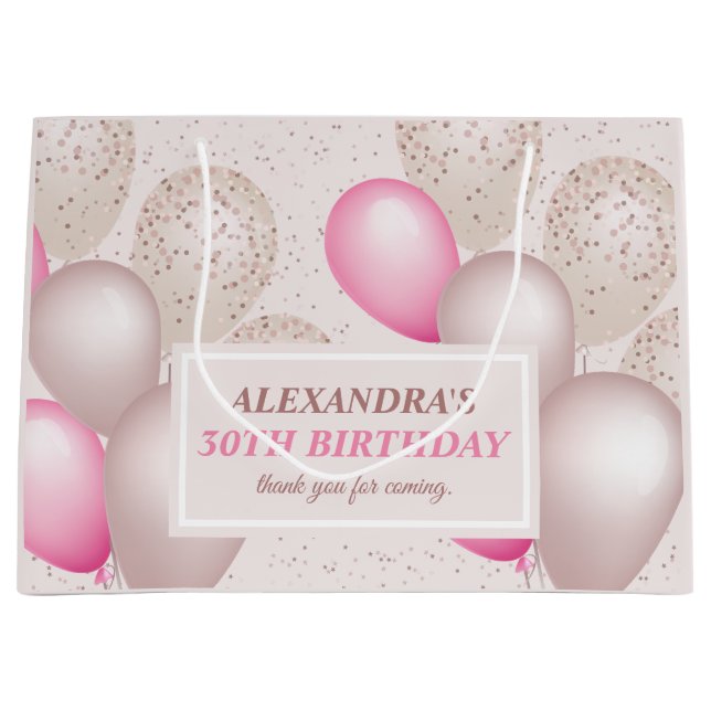 Elegant Rosa Beige Ballonger Födelsedag (Framsidan)