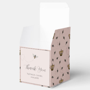 Elegant rosa bin och guldkrona drottningbin presentaskar