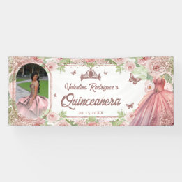 Elegant Rosa Birthday Quinceanera Banner