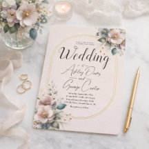 Elegant rosa, blå och krämfärgad blomsterbröllop