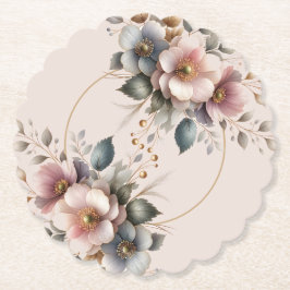 Elegant rosa, blå och krämfärgad blomsterbröllop underlägg papper