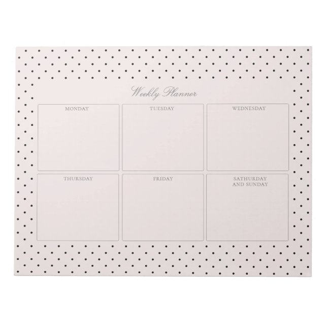 Elegant Rosa Black Doged Stor Tearaway Papper Pad Anteckningsblock (Framsida)