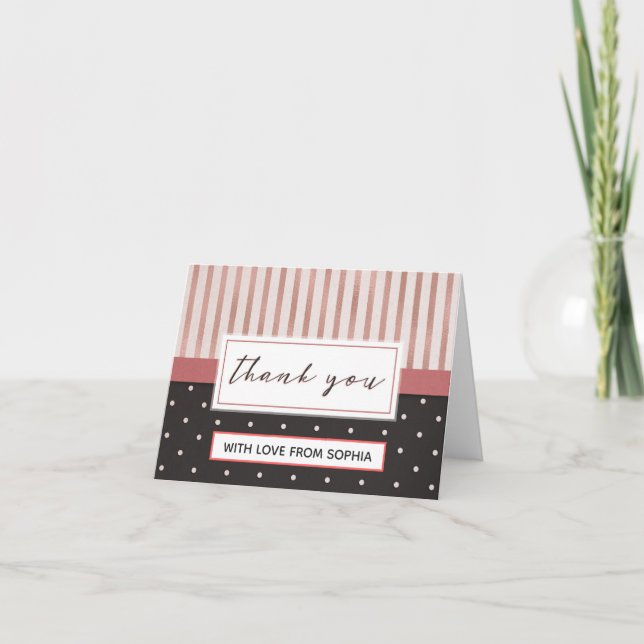 Elegant Rosa Black Rand Polka dots Tack (Framsida)