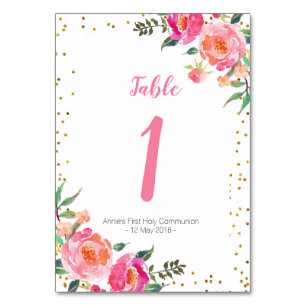 Elegant rosa blom- guld- bordsnummer