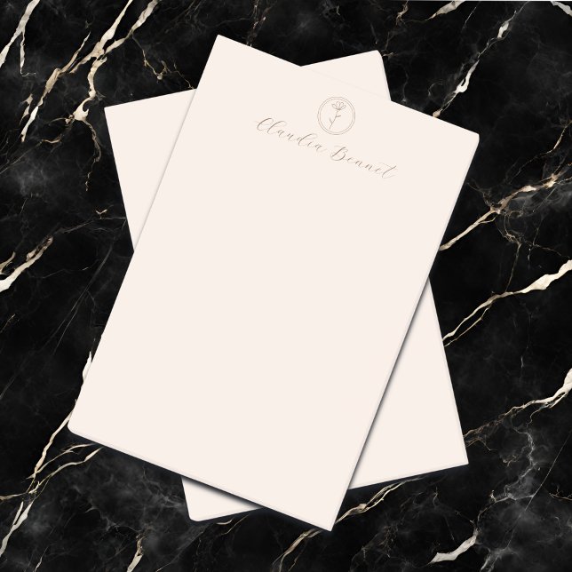 Elegant Rosa Blom Logotyp och Namn Post-it Block (Skapare uppladdad)