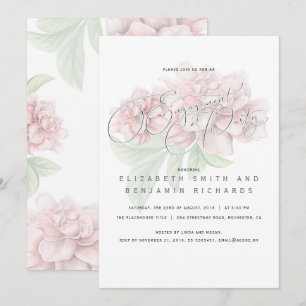 Elegant rosa blom- typografiförlovningsfest inbjudningar