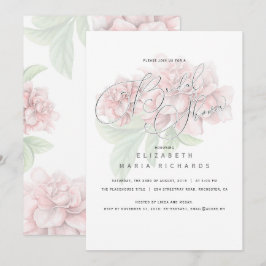 Elegant rosa blom- typografimöhippa inbjudningar