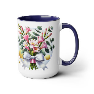 Elegant Rosa Blombukett Mugg