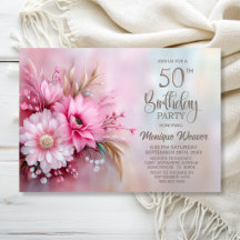 Elegant Rosa Blommig 50-årsfirande