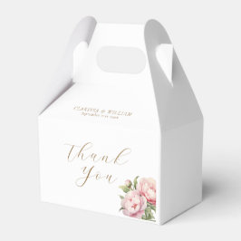 Elegant Rosa Blommig Akvarell Guld Vit Bröllop Presentaskar