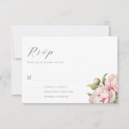 Elegant Rosa Blommig Akvarell Vit Bröllop OSA Kort