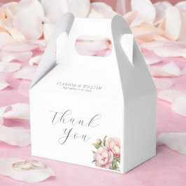 Elegant Rosa Blommig Akvarell Vit Bröllop Presentaskar