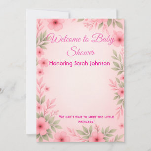 Elegant rosa blommig baby shower-inbjudan spara datumet