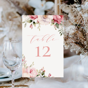 Elegant Rosa Blommig Bebis i Knopp Baby Shower Bordsnummer