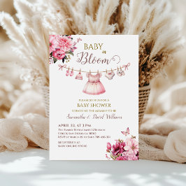 Elegant Rosa Blommig Bebis Shower Inbjudningar