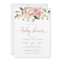 Elegant Rosa Blommig Bebis Shower
