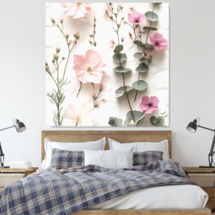 Elegant Rosa Blommig Botanisk Canvas Konst