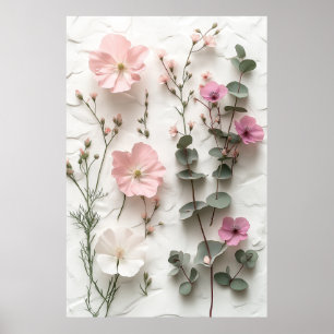 Elegant Rosa Blommig Botanisk Postertryck Poster