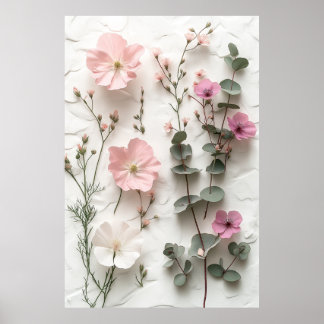 Elegant Rosa Blommig Botanisk Postertryck Poster