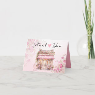 Elegant Rosa Blommig Boutique Vintage Café Tack Kort