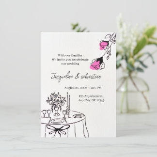 Elegant Rosa Blommig Bröllop Inbjudningar