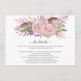 Elegant Rosa Blommig Bröllop Tilläggskort