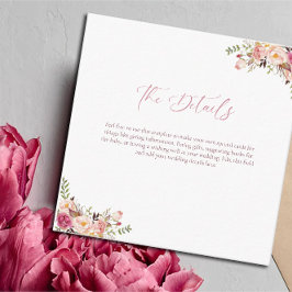 Elegant Rosa Blommig Bröllopsbudget Tilläggskort