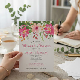 Elegant Rosa Blommig Bröllopsdusch Inbjudningar