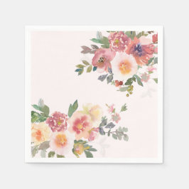 Elegant Rosa Blommig Bröllopsdusch Pappersservett