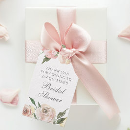 Elegant Rosa Blommig Bröllopsdusch Presentetikett