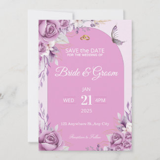 Elegant Rosa Blommig Bröllopsinbjudan | Meddelande