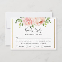 Elegant Rosa Blommig Bröllopsmåltidsval Svarskort OSA Kort