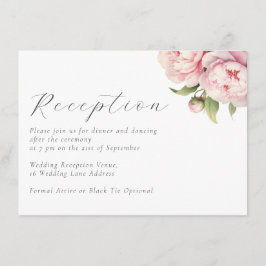Elegant Rosa Blommig Bröllopsmottagning Tilläggskort