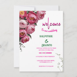 Elegant Rosa Blommig Bröllopsväxlingsskylt Inbjudningar