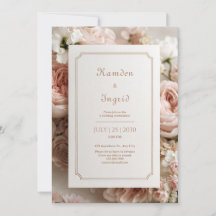 Elegant Rosa Blommig Brons Biljettram Bröllop