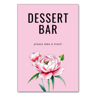 Elegant Rosa Blommig Efterrätssbord skylt Bordsnummer