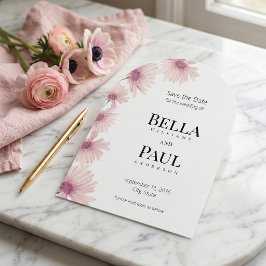 Elegant Rosa Blommig Finkonst Bröllop Spara Datumet