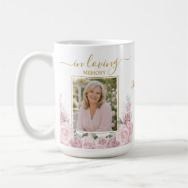 Elegant Rosa Blommig Foto Begravning Minneshögtid Kaffemugg
