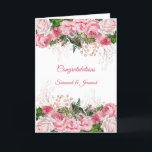 Elegant Rosa Blommig Grattis Bröllop Kort<br><div class="desc">Rosa Blommig Bröllopshälsning Kort</div>