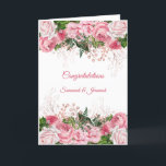 Elegant Rosa Blommig Grattis Bröllop Kort<br><div class="desc">Rosa Blommig Bröllopshälsning Kort</div>