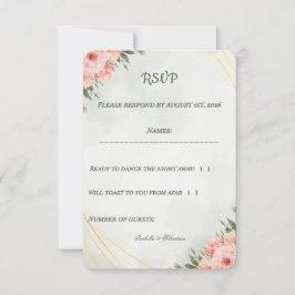 Elegant Rosa Blommig Guld Geometrisk Bröllop Svar 